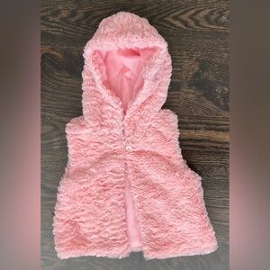 Girls Pink Faux Fur Hooded Vest 18 Months NWOT